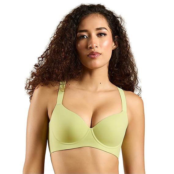 SOIE Women’s Seamless T-Shirt Bra – Padded, Full Coverage, Invisible Flexi Underwire